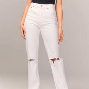 Abercrombie & Fitch Cream Straight Leg Jeans